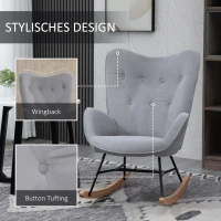 HOMCOM Schommelstoel met Diamantstiksels, Houten Glijders, Fluweellook, tot 150 kg, Lichtgrijs(m-6)