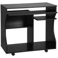 HOMCOM Multi-Storage Compact Work Desk, with Wheels - Black(m-11)
