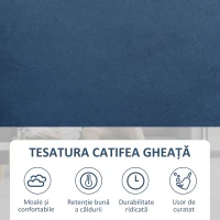 HOMCOM Canapea Modernă cu 2 Locuri, Brațe, 2 Perne Detașabile și Spațiu pentru Depozitare, 136x75x84 cm, Albastru(m-4)