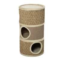 PawHut Kratztonne, Höhe 70 cm, Katzenkratzbaum für katzen 3 Ebenen Katzenbaum Kletterbaum Katzenmöbel mit Sisal Plüsch(m-15)