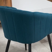 HOMCOM Set de 2 Scaune Tapițate Moderne, Scaune pentru Sufragerie și Living cu Picioare Metalice, 62x56x76 cm, Albastru(m-8)