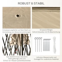 Outsunny Opvouwpaviljoen, Tuinpaviljoen, Metalen en Stoffen Overkapping, Netgordijnen, Afvoergaten, 330L x 330B x 288H cm, Beige(m-7)