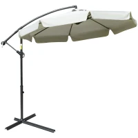 Outsunny Ombrellone da Giardino a Braccio in Metallo e Poliestere con Apertura a Manovella, Ø2.7x2.7 m, Beige(m-10)