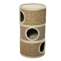 PawHut Kratztonne, Höhe 70 cm, Katzenkratzbaum für katzen 3 Ebenen Katzenbaum Kletterbaum Katzenmöbel mit Sisal Plüsch(m-13)