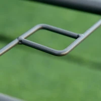 Outsunny Tavolo da Giardino con Foro per Ombrellone, Arredamento da Esterno in Metallo e Vetro 140x80x70cm Grigio(m-10)