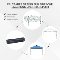 Outsunny Tuin-Paviljoen, Opvouwbare Paviljoen, Feesttent, Tuinpaviljoen Incl. Haringen Spanlijnen, Oxfordstof, 2,95 x 2,95 x 2,64 m, Blauw(m-7)