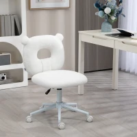 HOMCOM Bureaustoel, verstelbaar, teddybont, 50 cm x 56 cm x 90 cm, wit(m-6)