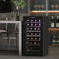 HOMCOM Kleine Wijnkoelkast voor 28 Flessen, 74 Liter, Glazen Deur, LED-Verlichting, Touch-Screen(m-2)