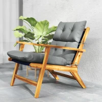 Outsunny Zitkussen, Dik Kussen voor Zitmeubels, met Rugleuning, Schommelstoelkussen, voor Binnen en Buiten, Lichtgrijs(m-9)