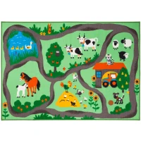 Homcom Kinderteppich Straße Bauernhof 190 x 133 x 0,45 cm(m-1)