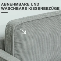 HOMCOM Tweezitsbank met opbergruimte en stevige houten poten, voor woonkamer, slaapkamer, 117 x 63 x 79 cm, Lichtgrijs(m-6)