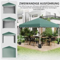 Outsunny Opvouwbare Paviljoen, 2 Zijwanden, Hoogteverstelbaar, Inclusief Transporttas, Roestvrij Stalen Frame, 3 x 3 m, Groen(m-4)