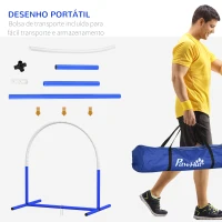 PawHut Conjunto de Treinamento de Agilidade para Cães com 4 Peças com Bolsa de Transporte para Treino Branco e Azul(m-4)