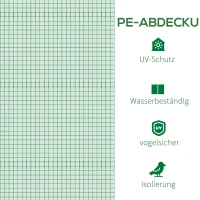 Outsunny Ersatzfolie für 3x3x2 m Gewächshaus, robust, reißfest, 6 Fenster, Tür, Grün(m-6)