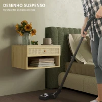 HOMCOM Conjunto de 2 Mesas de Cabeceiras Suspensas com Compartimento Aberto e Gaveta com Frente em Vime 40x34x23 cm Madeira(m-5)