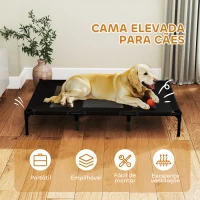 PawHut Cama Elevada para Cães com Tecido Transpirável para Dormir Relaxar Cama para Animais de Estimação 122x92x23 cm Preto(m-5)
