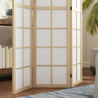 HOMCOM Biombo Dobrável de 3 Painéis Separador de Ambientes de Interior para Sala de Estar Dormitório e Escritório 120x170 cm Madeira e Branco(m-9)