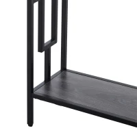 HOMCOM Industrial Console Table with Storage Shelf, Narrow Hallway Dressing Desk with Metal Frame for Living Room, Bedroom, Grey and Black(m-11)