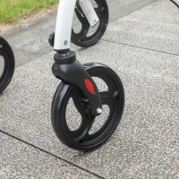 HOMCOM Andarilho para Idosos Dobrável de Alumínio com Altura Ajustável Travão e Bolsa de Transporte 64,5x54x90-102 cm Preto e Branco(m-9)