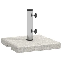 Outsunny Base per Ombrellone da Giardino 25kg per Pali da Ø32mm, Ø38mm e Ø48mm, in Granito e Acciaio Inox, 38x38x38 cm, Grigia(m-10)