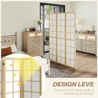 HOMCOM Biombo Dobrável de 3 Painéis Separador de Ambientes de Interior para Sala de Estar Dormitório e Escritório 120x170 cm Madeira e Branco(m-6)