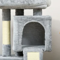 PawHut Ansamblu pentru pisici cu stalpi din sisal, pat si 2 case cu tapiterie de plus, 59x39x83cm, gri(m-13)