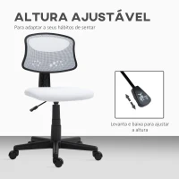 HOMCOM Cadeira de Escritório sem Apoio para os Braços com Encosto de Malha Respirável Altura Ajustável 43x48x78-88 cm Branco(m-5)
