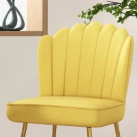 Set of 2 Velvet-Feel Shell Accent Chair - Yellow(m-9)