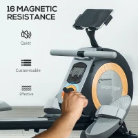 SPORTNOW Rowing Machine, 16-Level Magnetic Rower Machine with LCD Monitor and Phone Holder, Black(m-4)