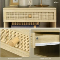 HOMCOM Conjunto de 2 Mesas de Cabeceiras Suspensas com Compartimento Aberto e Gaveta com Frente em Vime 40x34x23 cm Madeira(m-7)