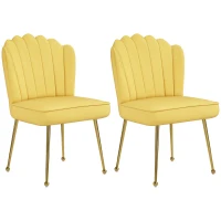 Set of 2 Velvet-Feel Shell Accent Chair - Yellow(m-11)
