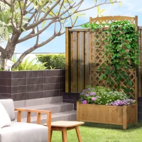 Outsunny Fioriera da Esterno in Legno d'Abete con Design Verticale Rialzato, 90x45x180 cm, Giallo(m-10)