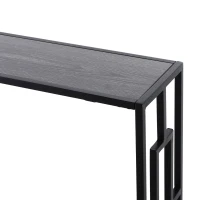 HOMCOM Industrial Console Table with Storage Shelf, Narrow Hallway Dressing Desk with Metal Frame for Living Room, Bedroom, Grey and Black(m-10)