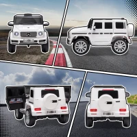 HOMCOM Mercedes Benz G500 Licensed 12V Kids Electric Ride On Car  Toy with Parental Remote Control Battery-powered 2 Motors Music Lights MP3 for 3-8 Years Old White(m-11)