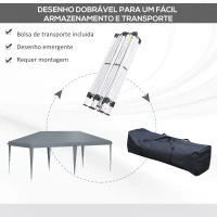 Outsunny Tenda Dobrável 585x295x270 cm Tenda de Jardim Portátil com Bolsa de Transporte Tecido Oxford Cinza(m-4)