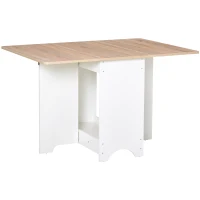 HOMCOM Tavolo Consolle a Ribalta con Vano Mensola, Tavolino da Salotto e Cucina, Tavolo a Ribalta, Pieghevole, Salvaspazio, Color Legno e Bianco, 118x80x72cm(m-1)