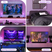 HOMCOM Zestaw 2 lamp LED, lampka stołowa z kontrolą przez aplikację i pilota, synchronizacja z muzyką, tryby kolorów, timer, biały(m-4)