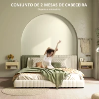 HOMCOM Conjunto de 2 Mesas de Cabeceiras Suspensas com Compartimento Aberto e Gaveta com Frente em Vime 40x34x23 cm Madeira(m-4)