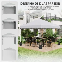 Outsunny Tenda Dobrável Pop-up 297x297x288 cm com 2 Paredes Laterais Anti-UV Altura Ajustável em 3 Níveis e Bolsa de Transporte Branco(m-4)