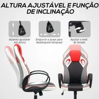 HOMCOM Cadeira Gaming com Altura Ajustável Suporte Lombar e Apoio para a Cabeça 60,5x67x107,5-116,5 cm Multicor(m-5)