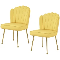 Set of 2 Velvet-Feel Shell Accent Chair - Yellow(m-1)