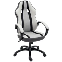 HOMCOM Cadeira Gaming com Altura Ajustável e Suporte Lombar para Casa Escritório 61x63x111-120,5 cm Cinzento(m-10)