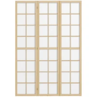 HOMCOM Biombo Dobrável de 3 Painéis Separador de Ambientes de Interior para Sala de Estar Dormitório e Escritório 120x170 cm Madeira e Branco(m-11)
