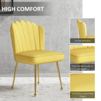 Set of 2 Velvet-Feel Shell Accent Chair - Yellow(m-4)