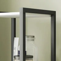 HOMCOM Coluna Casa de Banho Armário Alto Casa de Banho com 3 Prateleiras Abertas e Prateleira Ajustável 30x30x170 cm Branco e Madeira(m-9)