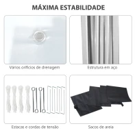Outsunny Tenda Dobrável Pop-up 297x297x288 cm com 2 Paredes Laterais Anti-UV Altura Ajustável em 3 Níveis e Bolsa de Transporte Branco(m-7)