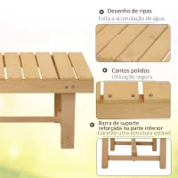 Outsunny Banco de Jardim de 2 Lugares Banco de Madeira Carga 250 kg Banco para Pátio Exterior 110x38x35 cm Madeira(m-6)