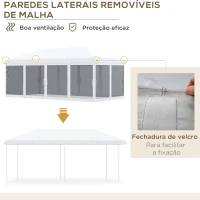 Outsunny Tenda Dobrável 585x295x270 cm Tenda de Jardim com 6 Mosquiteiros Bolsa de Transporte e Estrutura de Aço Cinza(m-6)