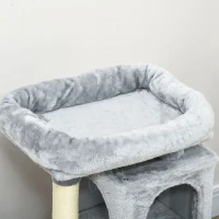 PawHut Ansamblu pentru pisici cu stalpi din sisal, pat si 2 case cu tapiterie de plus, 59x39x83cm, gri(m-10)