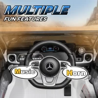 HOMCOM Mercedes Benz G500 Licensed 12V Kids Electric Ride On Car  Toy with Parental Remote Control Battery-powered 2 Motors Music Lights MP3 for 3-8 Years Old White(m-6)